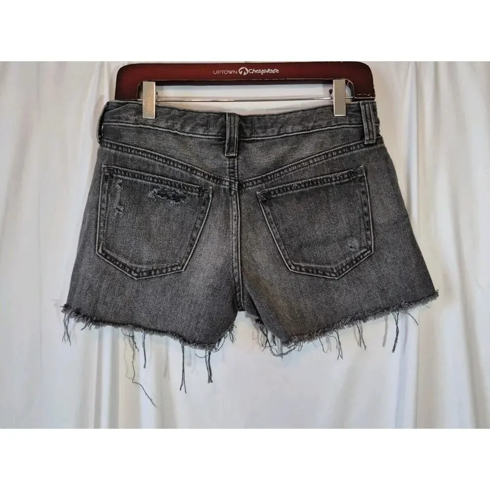 Free People We The Free Black Cotton Cut Off Shorts 25
